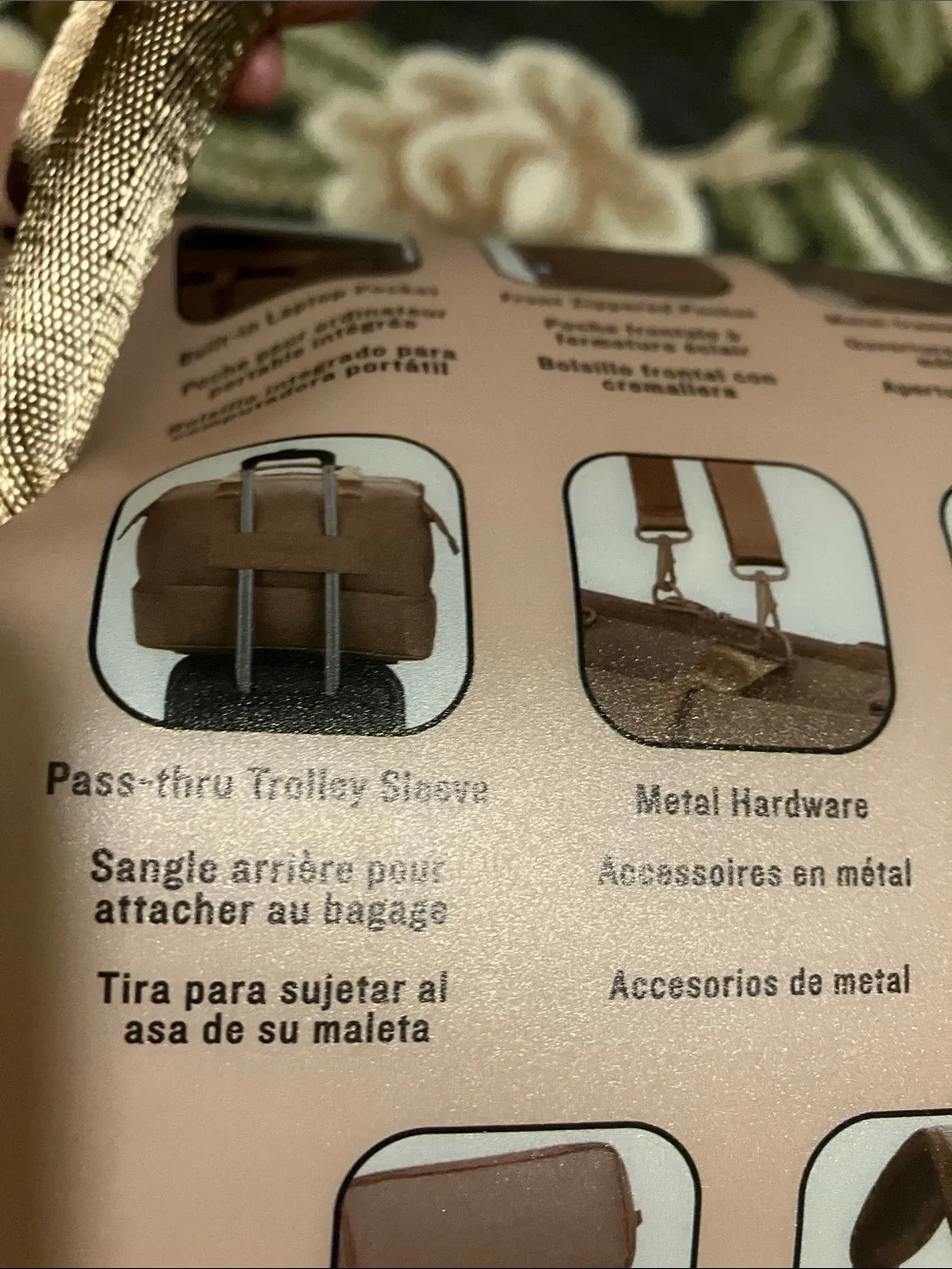SwissGear Beige Weekender Travel Bag with Tan Handles-measurements in photo